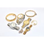 FOUR WRISTWATCHES AND FOUR ITEMS OF JEWELLERY (8)