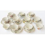 AN ASSEMBLED SET OF ELEVEN MEISSEN CUPS AND NINE SAUCERS (20)