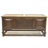 AN 18TH CENTURY STYLE OAK LOW SIDEBOARD