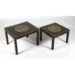 A MODERN HARDWOD AND BRASS BOUND SIDE TABLE (2)