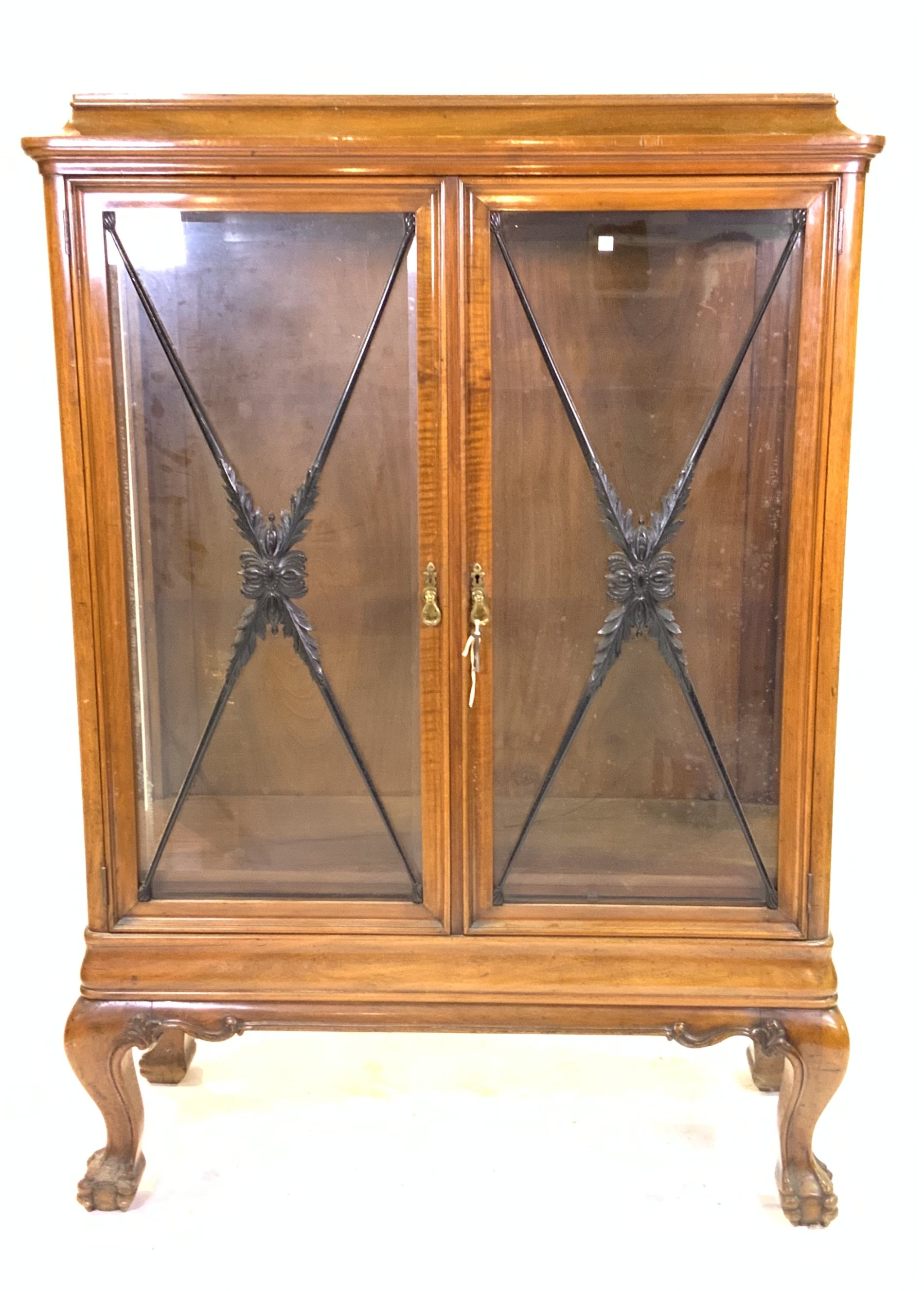 A VICTORIAN STYLE WALNUT DISPLAY CABINET