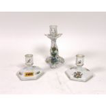 A PAIR OF HEREND CANDLESTICKS, (3)