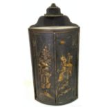A 19TH CENTURY CHINOISERIE DECORATED HANGING CORNER CUPBOARD