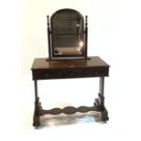 A REGENCY MAHOGANY THREE DRAWER WRITING TABLE (2)