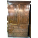 A 19TH CENTURY MAHOGANY LINEN PRESS