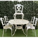 A MODERN WHITE PAINTED ALUMINIUM CIRCULAR GARDEN TABLE (7)