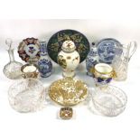 CERAMICS AND GLASS INCLUDING, DECANTER, BOWLS, DOULTON VASE, COALPORT VASE AND SUNDRY
