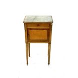 A LOUIS XVI STYLE MARBLE TOPPED POT CUPBOARD