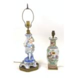 A 19TH CENTURY PARIS PORCELAIN FIGURAL TABLE LAMP FORMED AS A CHILD AND A MODERN ASIAN TABLE...