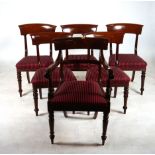 A MATCHED SET OF SIX VICTORIAN MAHOGANY BAR BACK DINING CHAIRS (6)