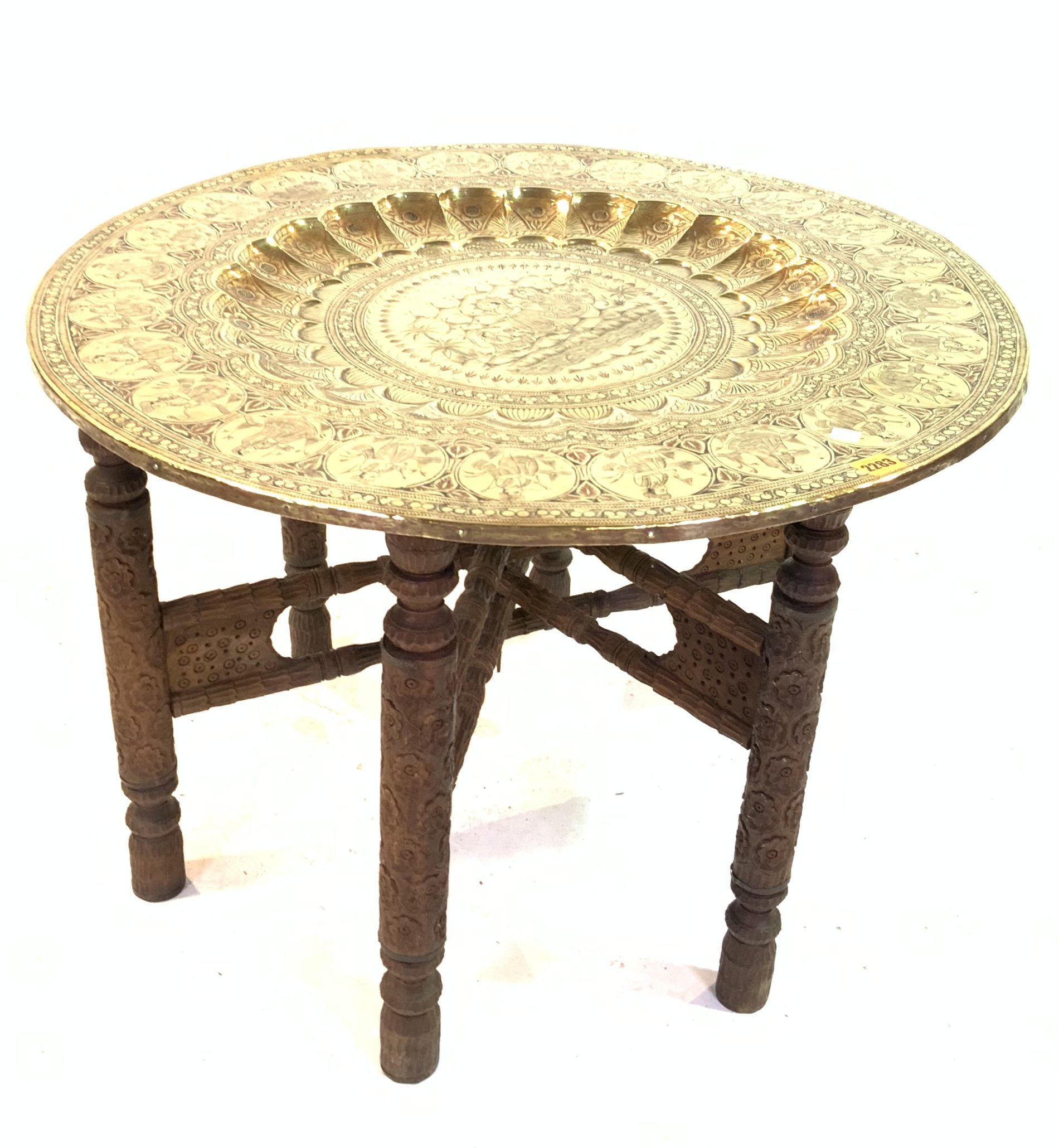 A MODERN INDIAN BRASS CIRCULAR TABLE