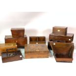 TEN VARIOUS 19TH CENTURY AND LATER INALID BOXES, STATIONERY AND DESK STANDS (10)