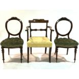 A REGENCY FRUITWOOD ARMCHAIR, ON SABRE SUPPORTS (3)
