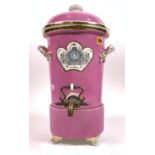 A HOBBS & CO PINK GROUND TEA URN