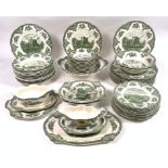 A JOHNSON BROS EARLY 20TH CENTURY TRANSFER PRINTED GREEN PART DINNER SERVICE (QTY)
