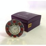 A WILLIAM YEOWARD MODERN CHROME AND AGATE DESK CLOCK, BOXED