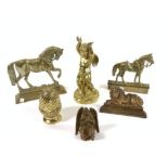 A GROUP OF SIX 19TH CENTURY BRASS DOOR STOPPERS (6)