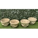 A GROUP OF FOUR MODERN RECONSTITUTED STONE GARDEN POTS (4)