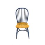 A SET OF FOUR MODERN BLUE PAINTED SCULLERY CHAIRS (4)