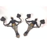 A PAIR OF MODERN BLACKAMOOR TWO BRANCH WALL LIGHTS (2)
