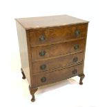 A 20TH CENTURY WALNUT FOUR DRAWER BOWFRONT CHEST