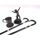 COLLECTABLES INCLUDING TWO SILVER MOUNTED WALKING STICKS (6)