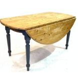 A MODERN BLUE PAINTED PINE DROP-FLAP DINING TABLE