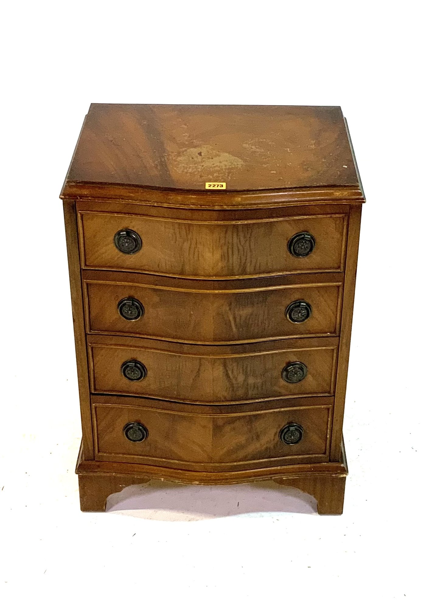 A MODERN MAHOGANY SERPENTINE SIDE CHEST