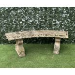 A MODERN RECONSTITUTED STONE CONCAVE GARDEN BENCH