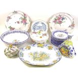 A GROUP OF CONTINENTAL CERAMICS INCLUDING TIN GLAZED PLATES, TUREEN, BOWLS AND SUNDRY