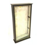 A SMALL EBONISED VICTORIAN GLAZED DISPLAY CABINET