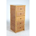 A MODERN RATTAN AND FAUX BAMBOO TALL CHEST