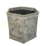 AN HEXAGONAL FAUX LEAD PLANTER