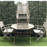 A MODERN HARDWOOD OCTAGONAL GARDEN TABLE (5)