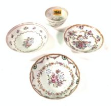 A GROUP OF THREE 18TH CENTURY SAUCERS AND A TEA BOWL (4)