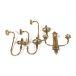 A REGENCY STYLE BRASS TWO BRANCH WALL LIGHT (4)