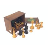 A BOXED SET OF 19TH CENTURY CHESS PIECES