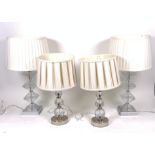 TWO PAIRS OF MODERN GLASS TABLE LAMPS (4)