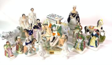 CERAMICS, A QUANTITY OF 19TH AND 20TH CENTURY FIGURES AND SPILL VASES