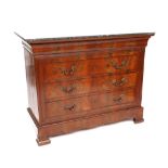 A LOUIS PHILIPPE MAHOGANY MARBLE TOPPED FIVE DRAWER COMMODE