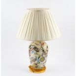 A DECALCOMANIA BALUSTER TABLE LAMP