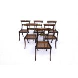 A SET OF SIX REGENCY BRASS MOUNTED FAUX ROSEWOOD DINING CHAIRS (6)