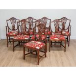 EIGHT GEORGE III STYLE PRINCE OF WALES FEATHER BACK DINING CHAIRS (8)