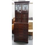 A NARROW GEORGE III MAHOGANY SECRETAIRE CABINET