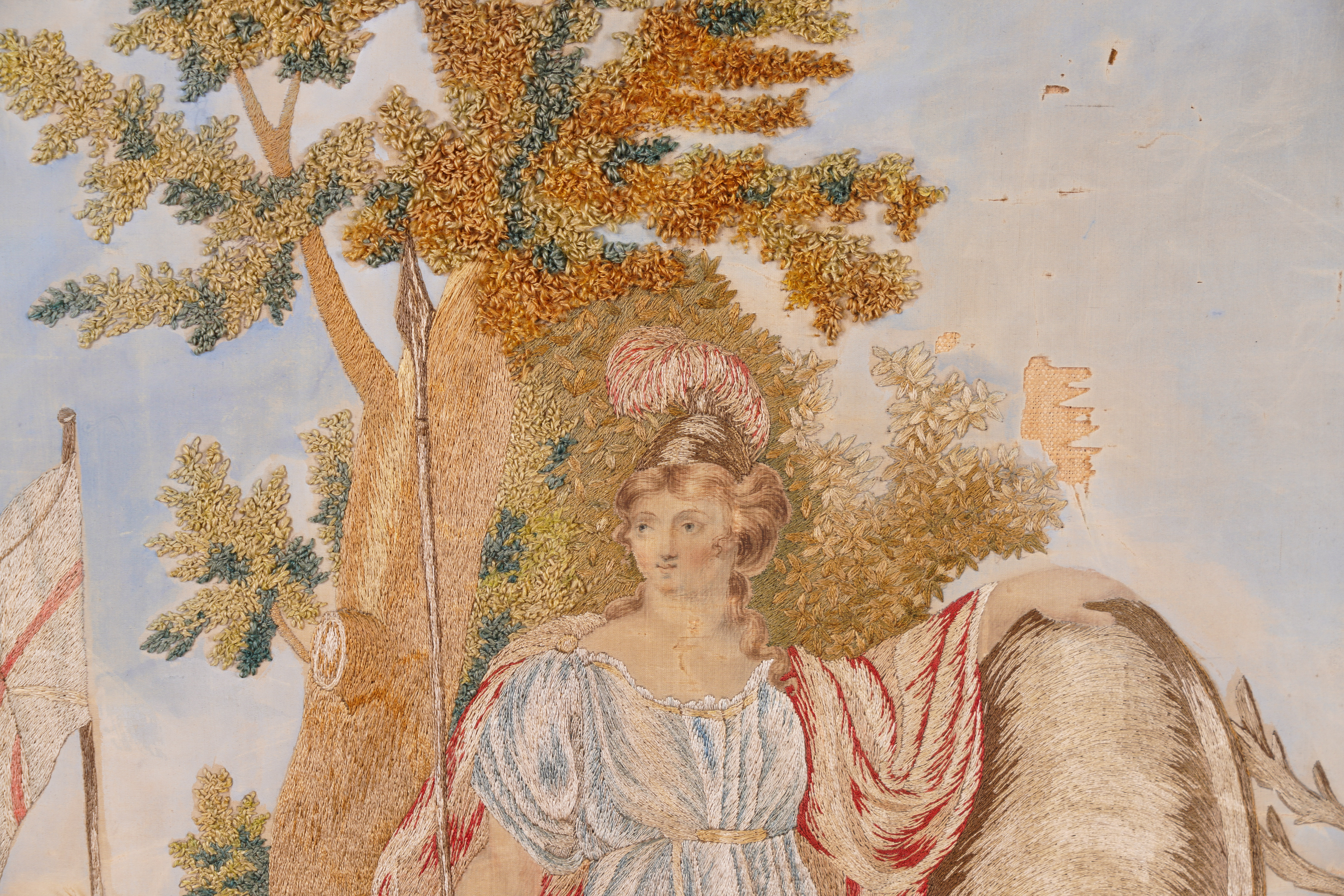 A REGENCY SILKWORK EMBROIDERED PICTURE OF BRITANNIA - Image 3 of 7