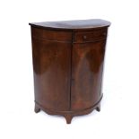 A GEORGE III STYLE INLAID MAHOGANY DEMI-LUNE SIDE CABINET