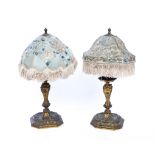 A PAIR OF REGENCE STYLE GILT-BRONZE CANDLESTICKS ADAPTED TO LAMPS (4)