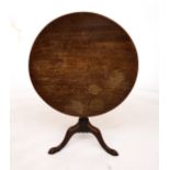 AN 18TH CENTURY MAHOGANY CIRCULAR SNAP TOP TRIPOD OCCASIONAL TABLE