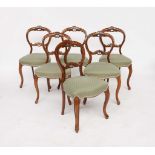 A SET OF SIX VICTORIAN WALNUT FRAMED DINING CHAIRS (6)