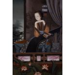 A PAIR OF CHINESE REVERSE GLASS PORTRAIT PAINTINGS (2)